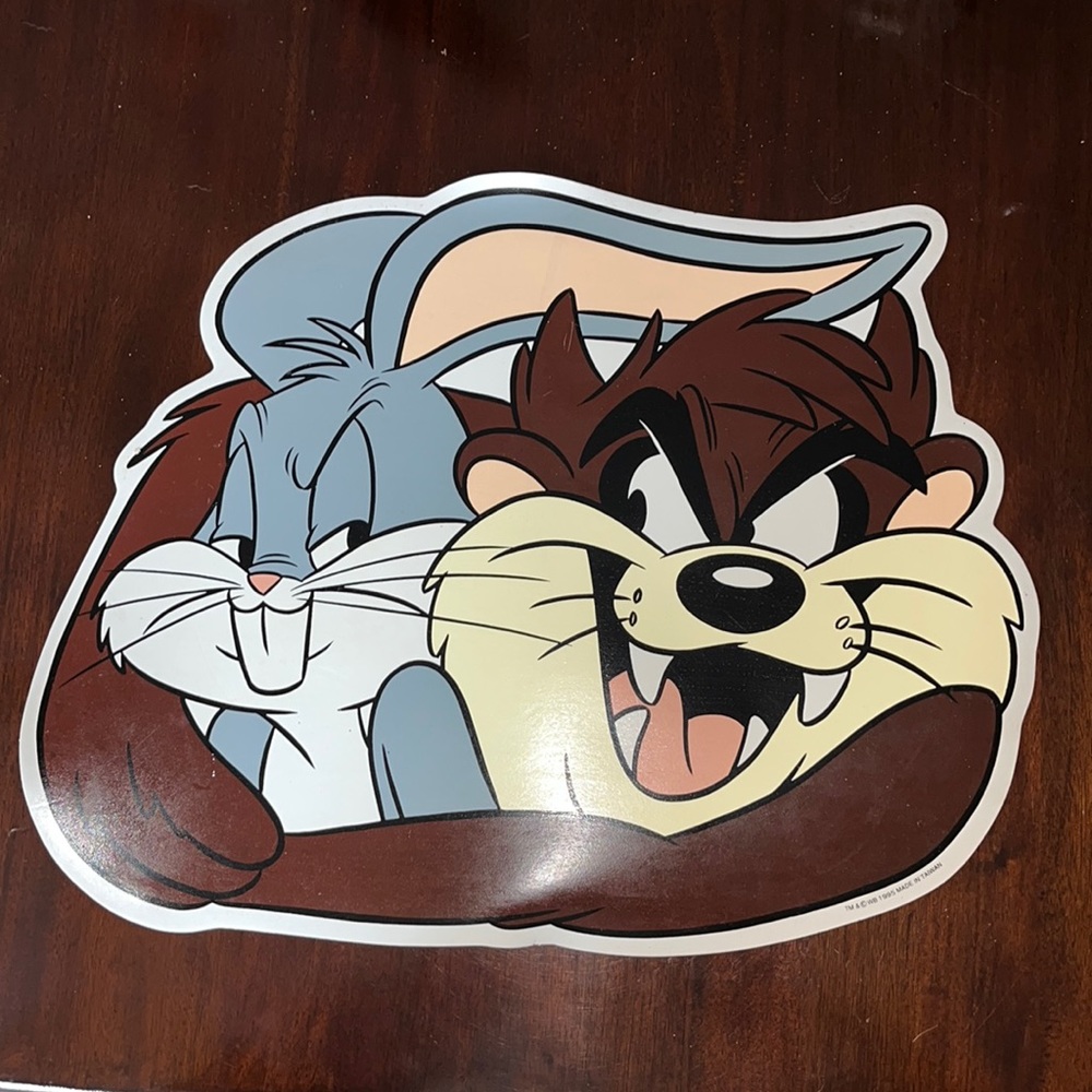 Vintage 1995 Warner Bros Looney Tunes Bugs Bunny & Tasmanian devil placemat